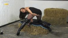 Miss Hybrid fills both her holes for a horny DP in the stables.